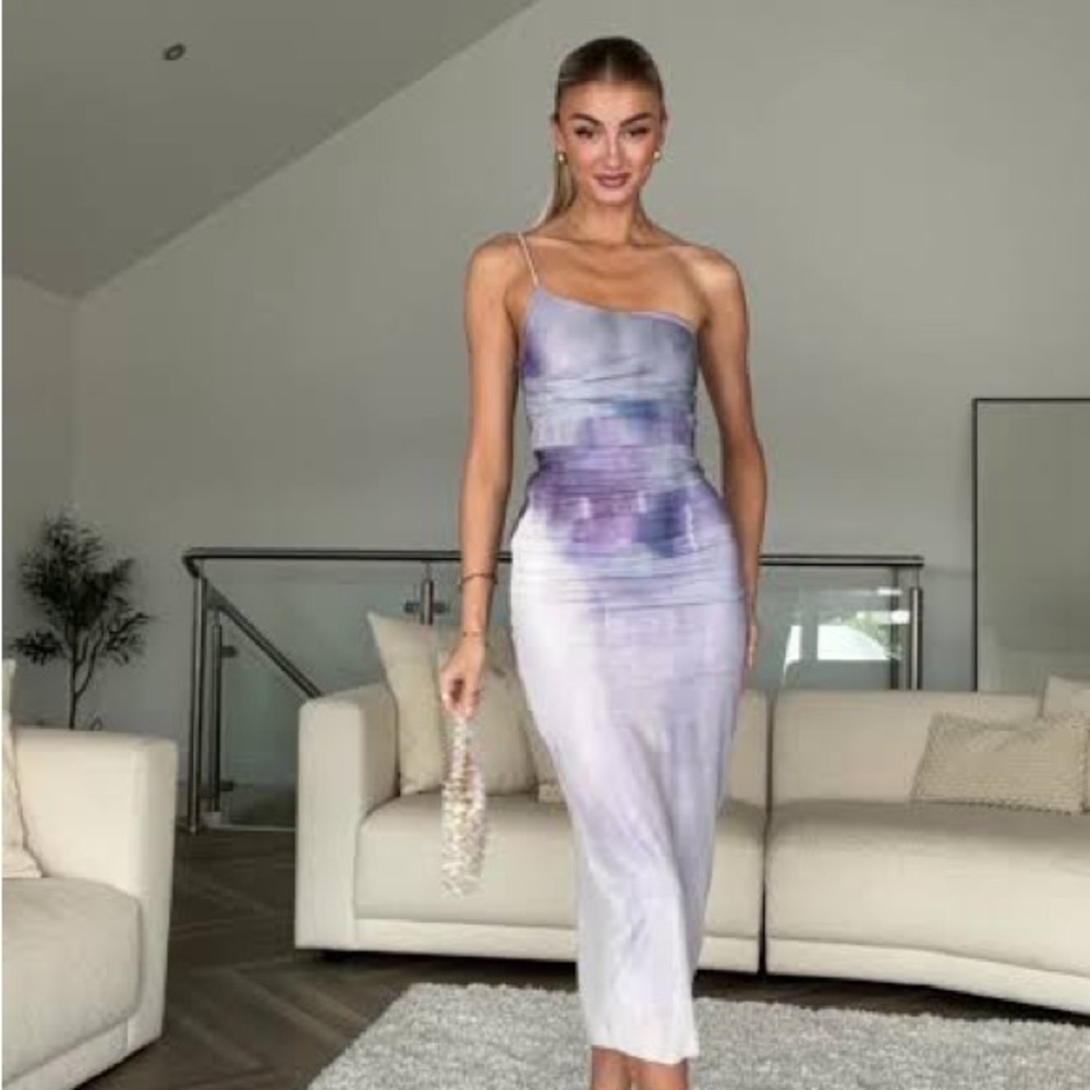 ZARA Purple Tie-Dye Tulle Dress MEDIUM